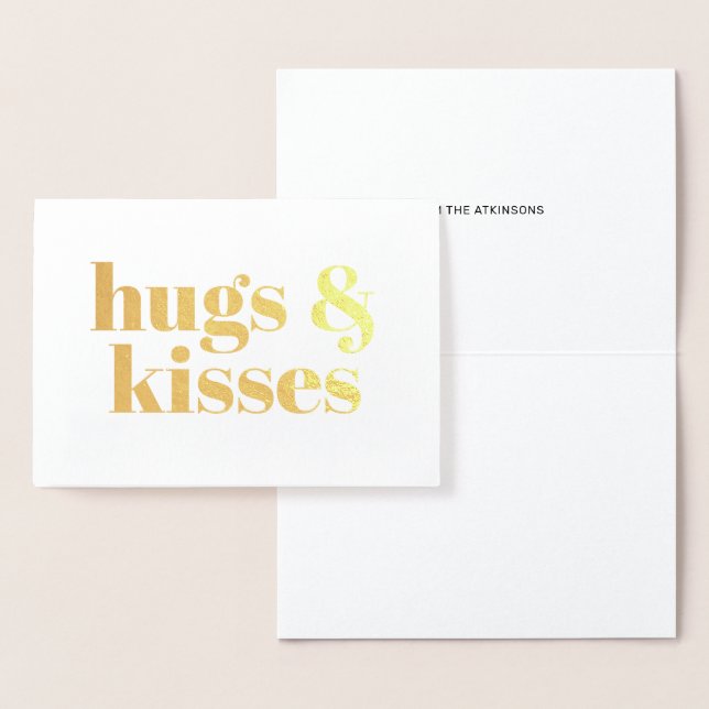 Hugs & Kisses moderner, kühner Typografie-Brauch Folienkarte (Anzeige)