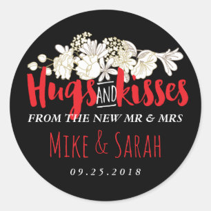 Hugs Kisses Mr. and Mrs Blume Wedding Sticker