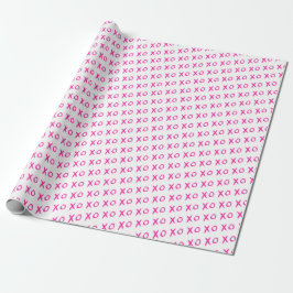 "Hugs & Kisses" Pink und White XOXO Wrapping Paper Geschenkpapier