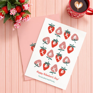 Hugs & Kisses Red Strawberry Valentinstag Cards Feiertagskarte