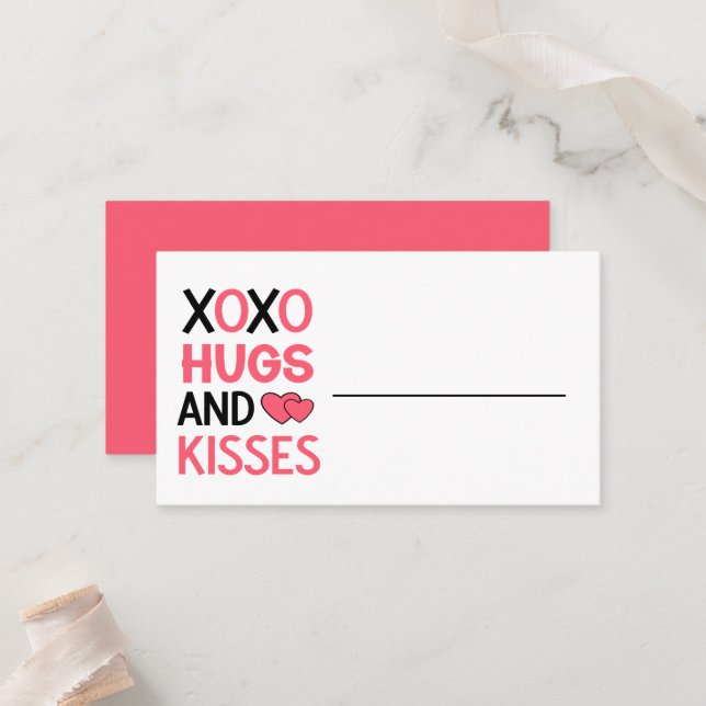 Hugs Kisses Romantic Wedding Pink Brautparty Platzkarte (Vorderseite/Rückseite Beispiel)