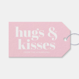 Hugs & Kisses rosa, moderne, fette Typografie Geschenkanhänger