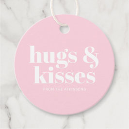 Hugs & Kisses rosa, moderne, fette Typografie Geschenkanhänger