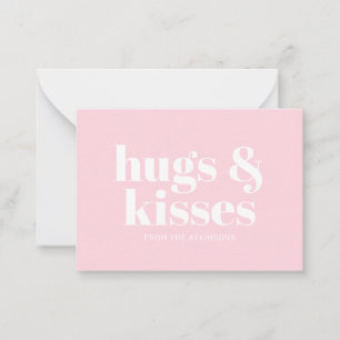 Hugs & Kisses rosa, moderne, fette Typografie Mitteilungskarte