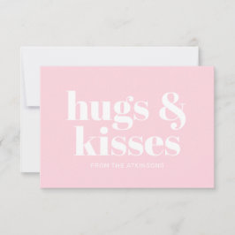 Hugs & Kisses rosa, moderne Typografie-Karte