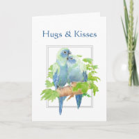 Hugs & Kisses und Birthday Wishs Parrot Couple
