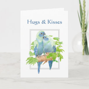 Hugs & Kisses und Birthday Wishs Parrot Couple Karte