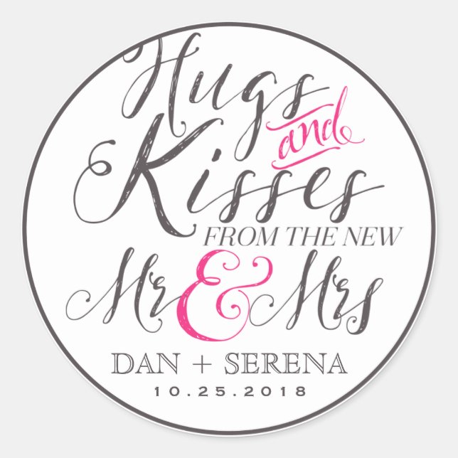 Hugs Kisses von Gastgeschenk Hochzeit Sticker (Vorderseite)
