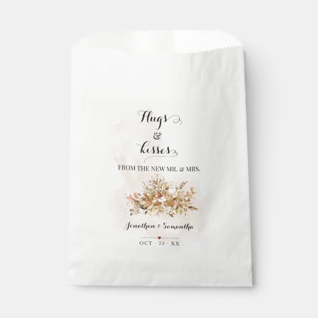 Hugs & Kisses von neuer Frau Herbst Eukalyptus Geschenktütchen (Vorderseite)