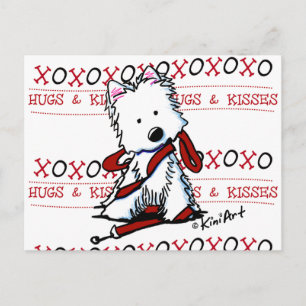 Hugs & Kisses Westie Postcard Postkarte