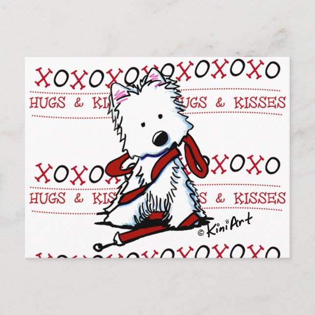 Hugs & Kisses Westie Postcard Postkarte (Vorderseite)