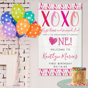 Hugs & Kisses (XOXO) Valentinstag 1. Geburtstag Banner
