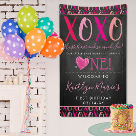 Hugs & Kisses (XOXO) Valentinstag 1. Geburtstag Banner
