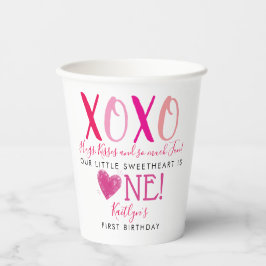 Hugs & Kisses (XOXO) Valentinstag 1. Geburtstag Pappbecher