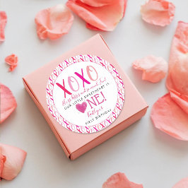 Hugs & Kisses (XOXO) Valentinstag 1. Geburtstag Runder Aufkleber