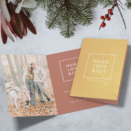 Hugs Liebe und Freude | Moderne Terracotta Weihnac Folienkarte