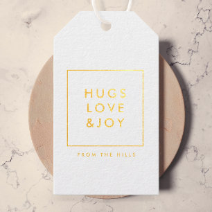 Hugs Liebe und Joy Stylish Christmas Gold und Whit Geschenkanhänger