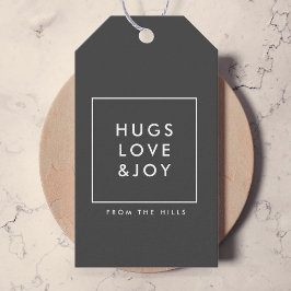 Hugs Liebe und Joy Stylish Weihnachtskohle Grau Geschenkanhänger