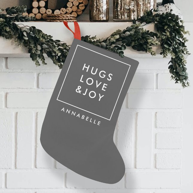 Hugs Liebe und Joy Stylish Weihnachtskohle Grau Kleiner Weihnachtsstrumpf (Von Creator hochgeladen)