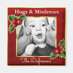 Hugs & Mistletows Personalisierte Weihnachten Magnet