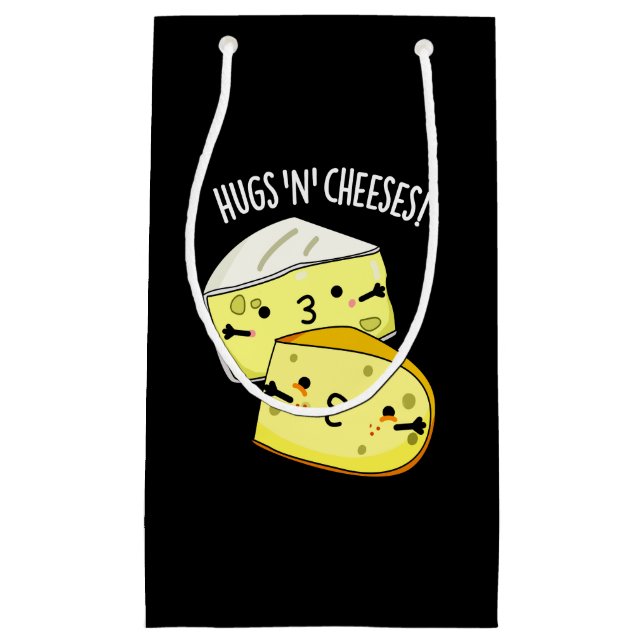 Hugs und Käse Funny Cheese Pun Dark BG Kleine Geschenktüte (Vorderseite)