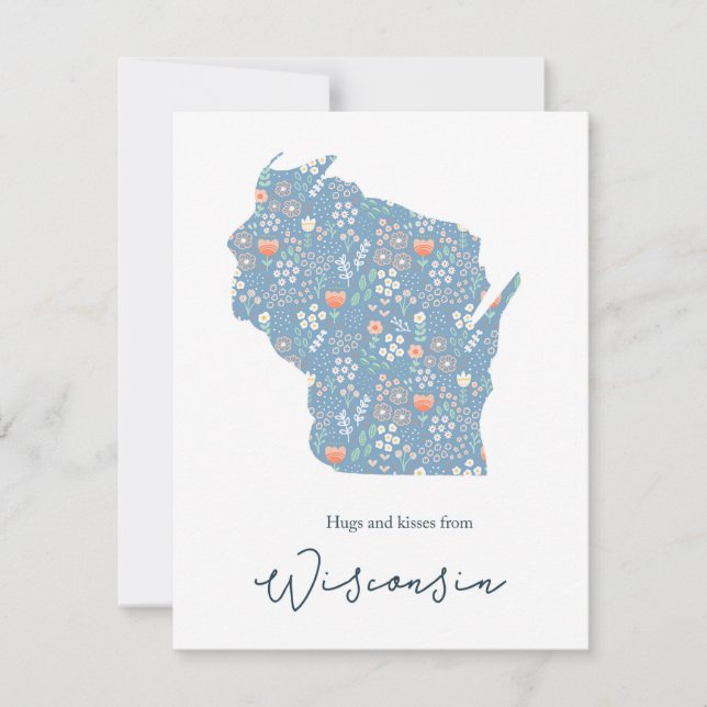 Hugs und Kisses aus Wisconsin Feiertagskarte (Vorderseite)
