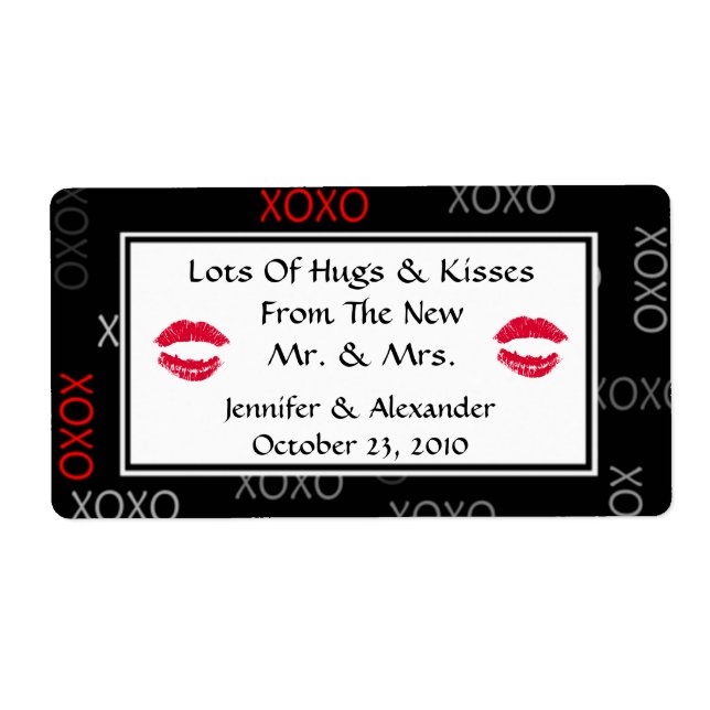 Hugs und Kisses Black Red Gastgeschenk Hochzeit La (Vorne)