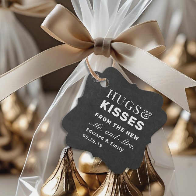 Hugs und Kisses Chocolate Wedding Chalkboard Geschenkanhänger (Von Creator hochgeladen)