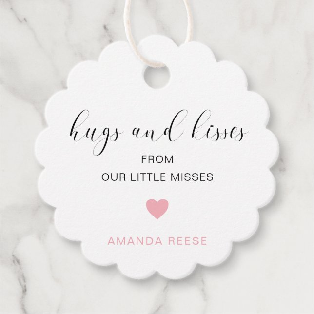 Hugs und Kisses Niedlich Pink Heart Girl Baby Show Geschenkanhänger (Vorderseite)