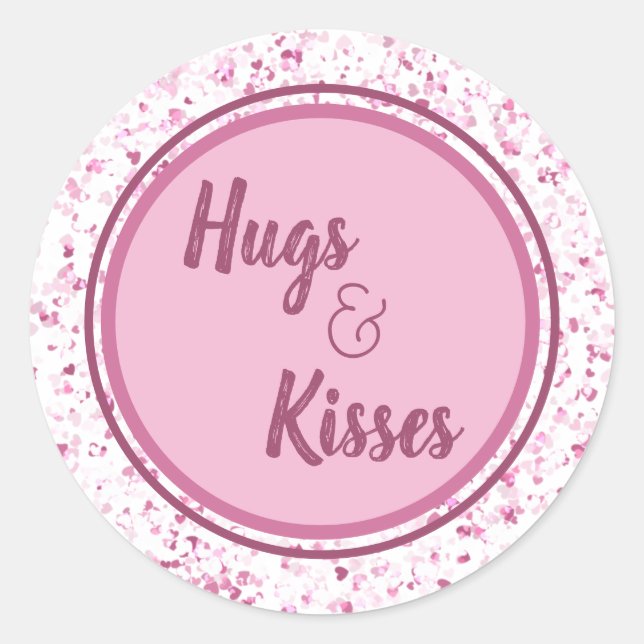 Hugs und Kisses Runder Aufkleber (Vorderseite)