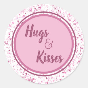 Hugs und Kisses Runder Aufkleber