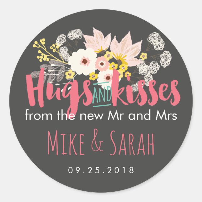 Hugs und Kisses Spring Blume Bouquet Sticker (Vorderseite)