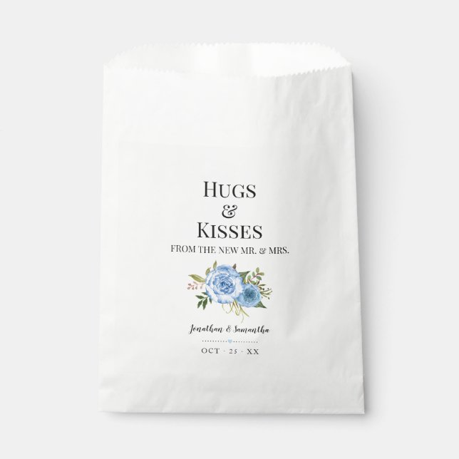Hugs und Kisses von der neuen Frau Blauer Blumenho Geschenktütchen (Vorderseite)