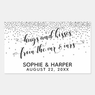 Hugs und Kisses von Herrn & Frau Silver Confetti Rechteckiger Aufkleber