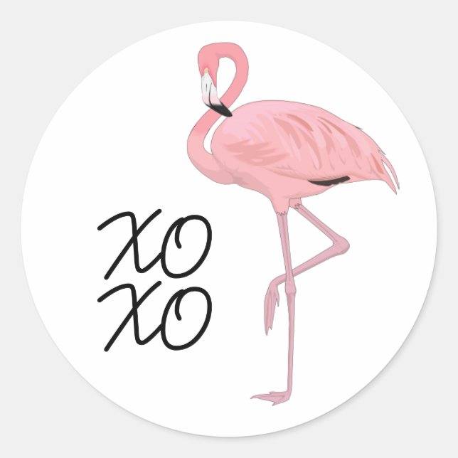 Hugs und Kisses XOXO Pink Flamingo Runder Aufkleber (Vorderseite)