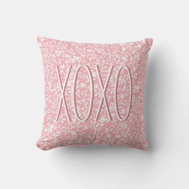 Hugs und Kisses XOXO Pink Throw Kissen (Vorderseite)