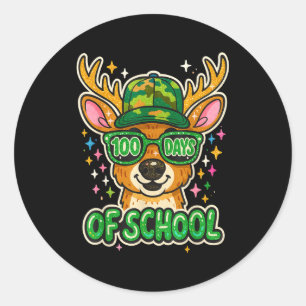Hugvyn 100 Tage Schulkinder Hirschjagd Jungen Camo Runder Aufkleber