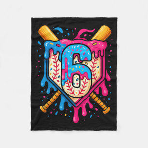 Hugvyn 6. Geburtstag Baseball Eis Drip Nummer Fleecedecke