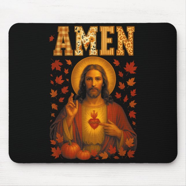 Hugvyn Amen Fall Jesus Christian Bible Verses Than Mousepad (Vorne)
