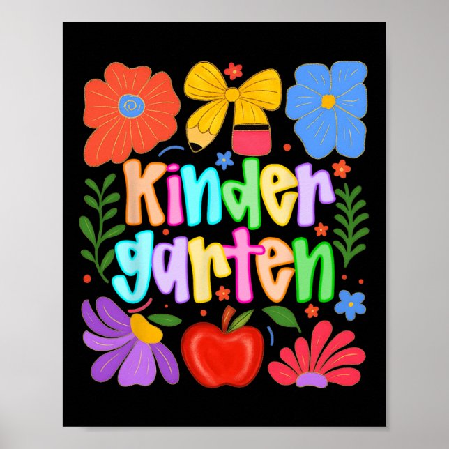 Hugvyn Back To School Kindergarten Preppy Teacher  Poster (Vorne)