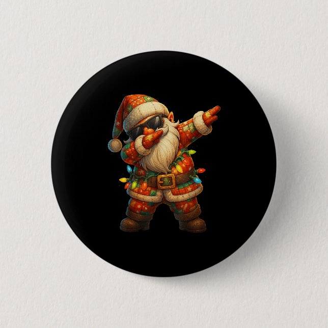 Hugvyn Christmas_ Patchwork Dabbing Santa Claus Xm Button (Vorderseite)