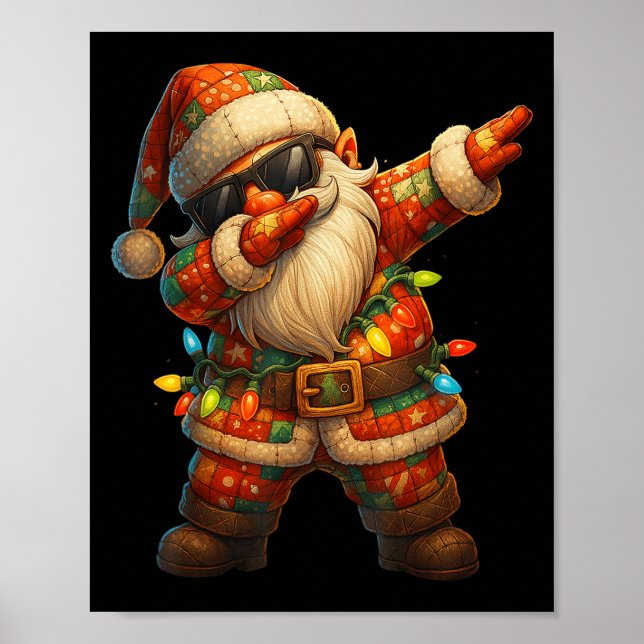 Hugvyn Christmas_ Patchwork Dabbing Santa Claus Xm Poster (Vorne)