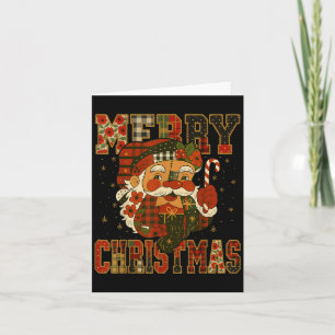 Hugvyn Christmas_ Santa Claus Patchwork Merry Chri Karte