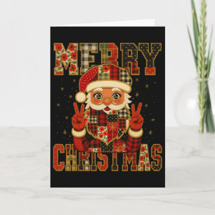 Hugvyn Christmas Santa Claus Patchwork Merry Chris Karte