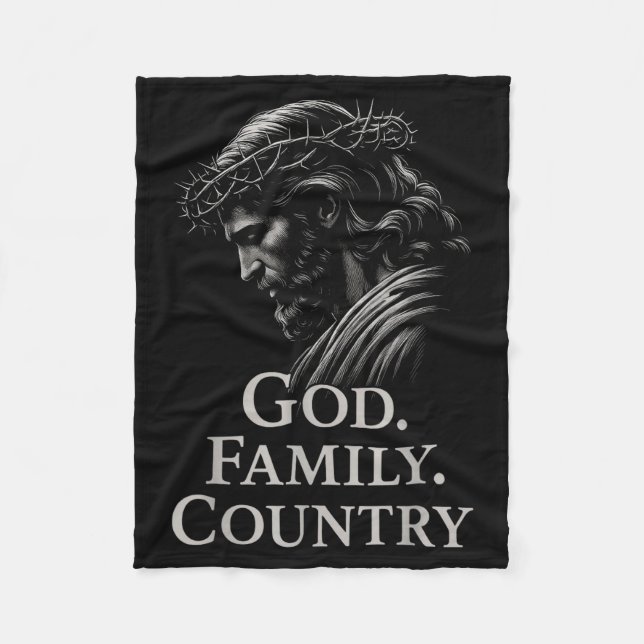 Hugvyn God Family Country Jesus Christian Faith Mi Fleecedecke (Vorderseite)