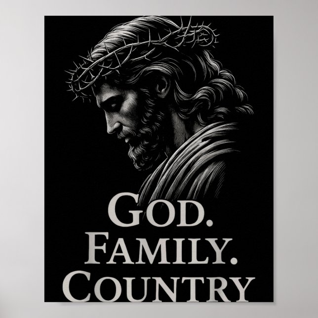 Hugvyn God Family Country Jesus Christian Faith Mi Poster (Vorne)