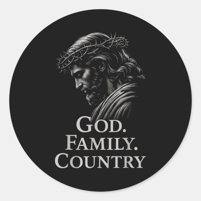 Hugvyn God Family Country Jesus Christian Faith Mi Runder Aufkleber (Vorderseite)