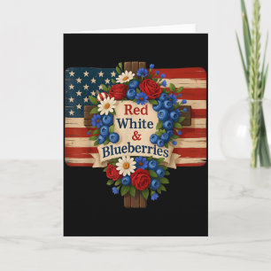 Hugvyn Gott segne Blaubeeren Amerika Floral Patrio Karte