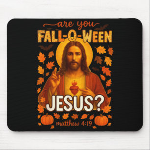 Hugvyn Halloween Bist du Fall-o-ween Jesus Christi Mousepad