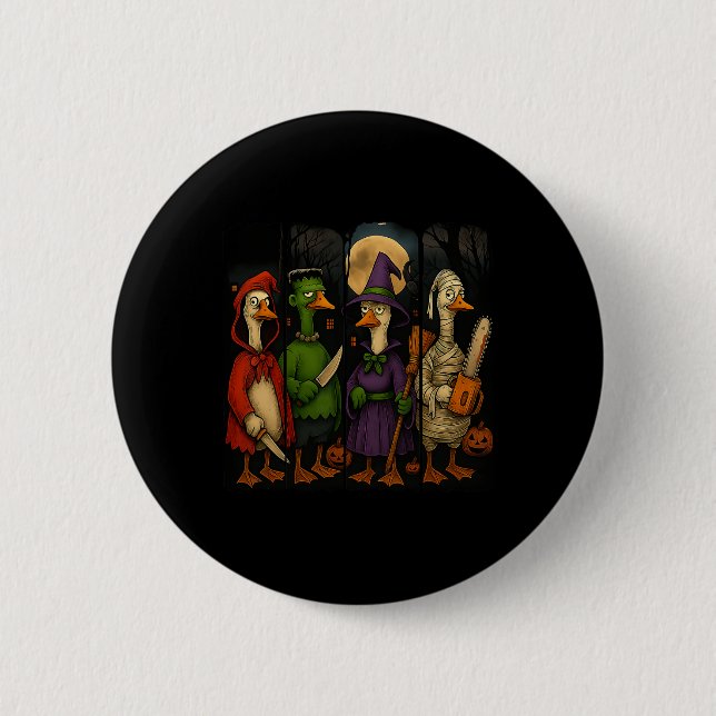 Hugvyn Halloween Gänse Horror Spooky Ghost Gänse Button (Vorderseite)